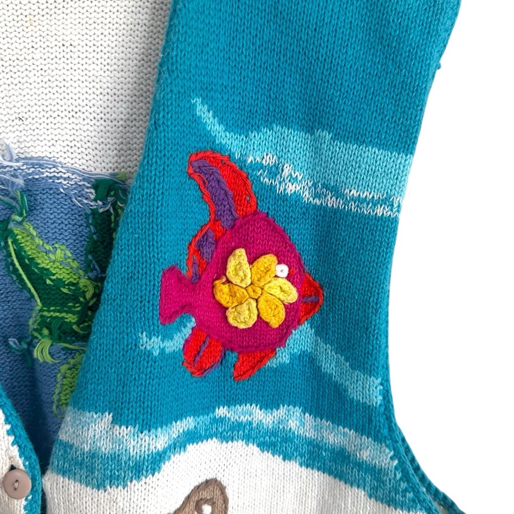 Lauren Hansen Hawaiian Beach Tropical Bear Hula Luau Sweater Vest Size Large - Picture 8 of 8